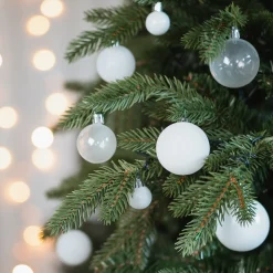 36 Kleine Kunststof Kerstballen Wit Mix In Koker