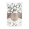 36 Kleine Kunststof Kerstballen Zilver In Koker