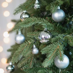 36 Kleine Kunststof Kerstballen Zilver In Koker