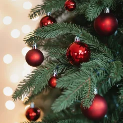 36 Kleine Kunststof Kerstballen Rood In Koker