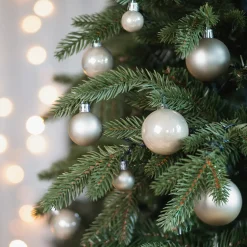 36 Kleine Kunststof Kerstballen Champagne In Koker