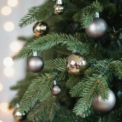 36 Kleine Kunststof Kerstballen Taupe In Koker