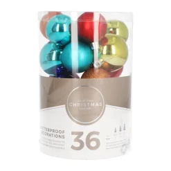 36 Kleine Kunststof Kerstballen Multi Kleuren Mix In Koker