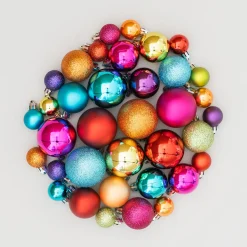 36 Kleine Kunststof Kerstballen Multi Kleuren Mix In Koker