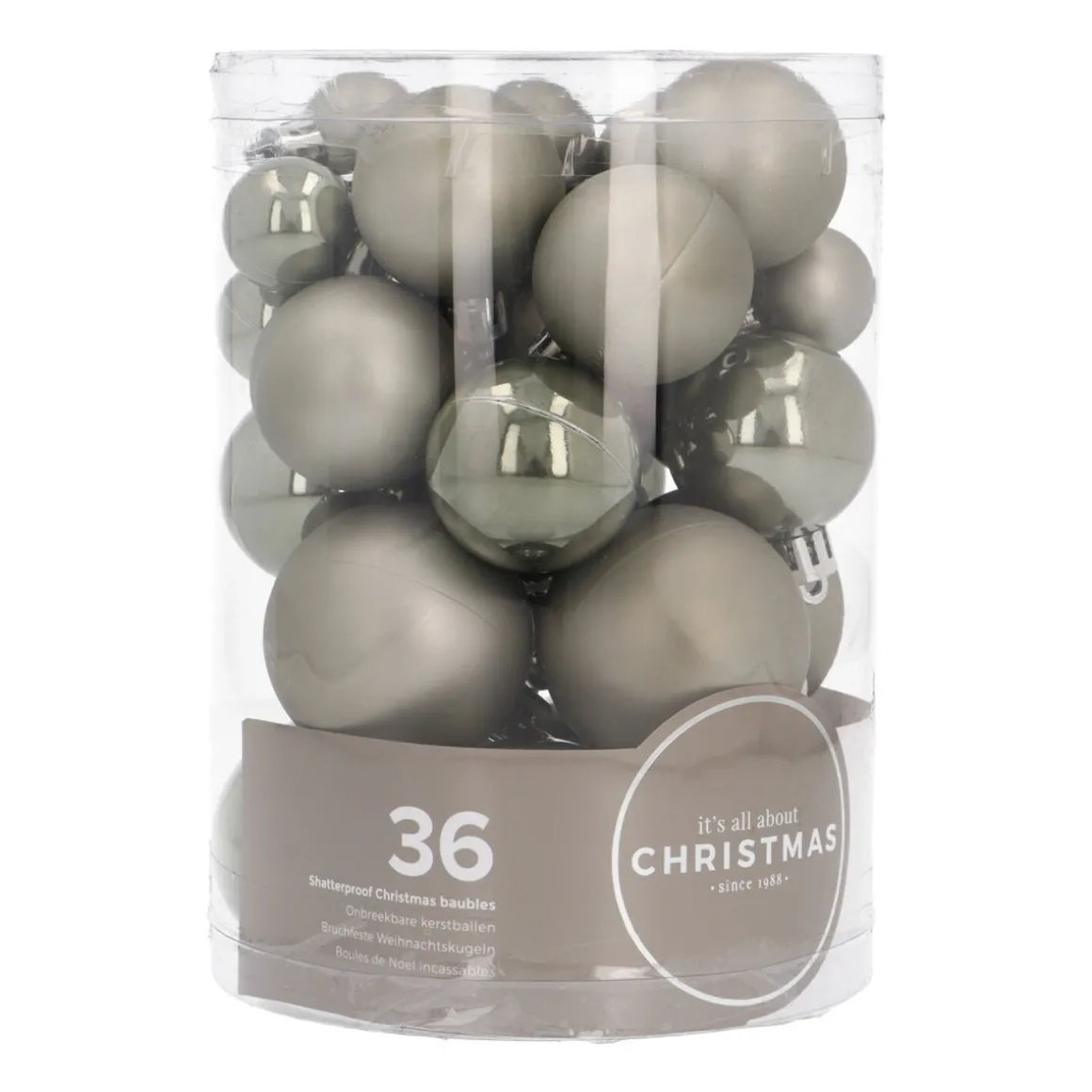 36 Kleine Kunststof Kerstballen Cottage Green In Koker