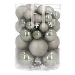 36 Kleine Kunststof Kerstballen Cottage Green In Koker