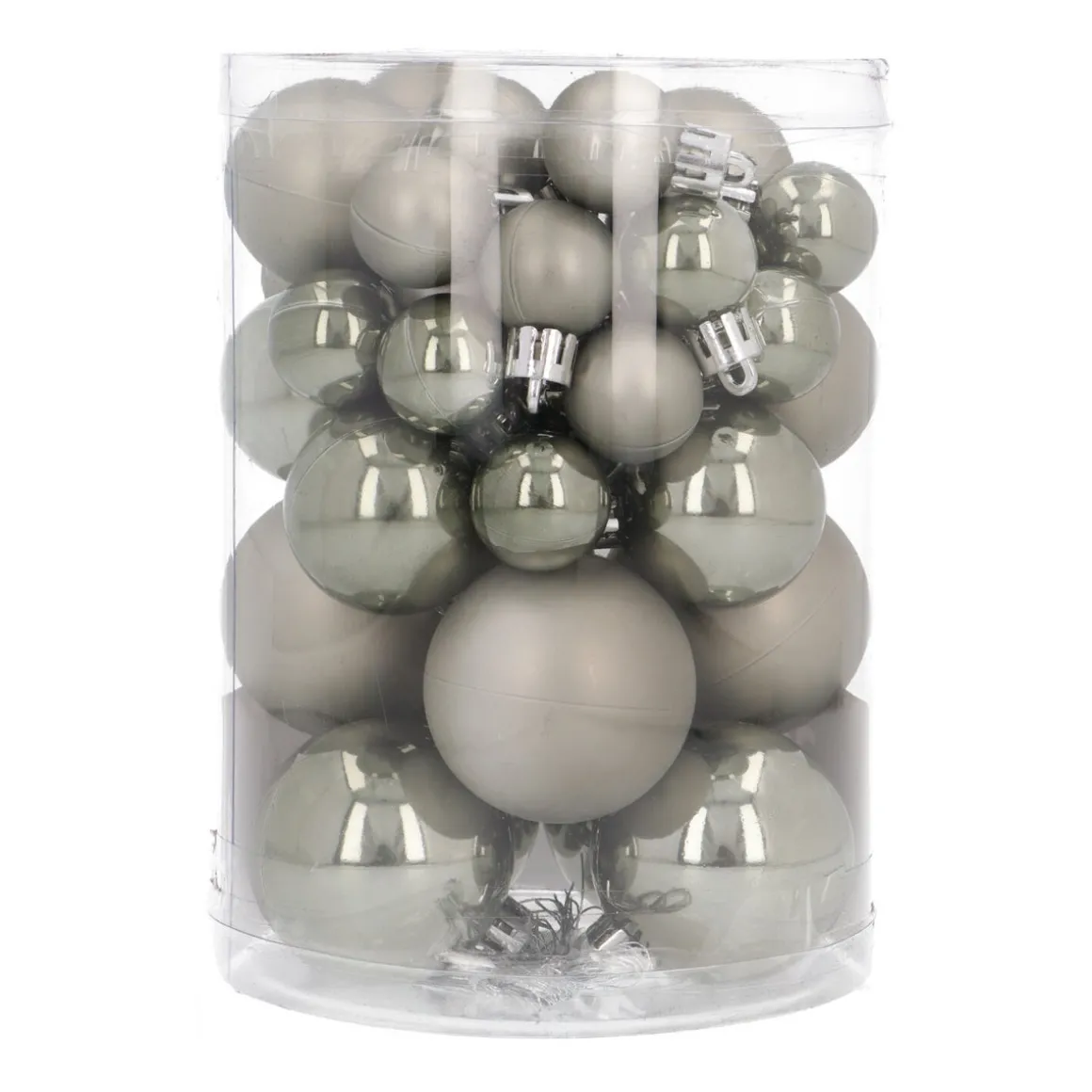 36 Kleine Kunststof Kerstballen Cottage Green In Koker