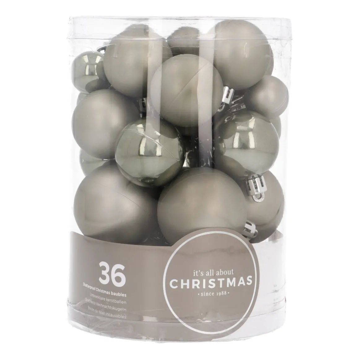 36 Kleine Kunststof Kerstballen Cottage Green In Koker