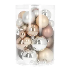 36 Kleine Kunststof Kerstballen Home Sweet Home Mix In Koker