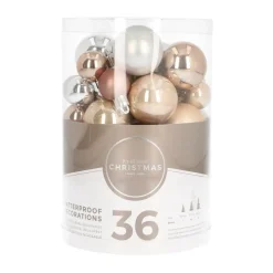 36 Kleine Kunststof Kerstballen Home Sweet Home Mix In Koker