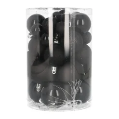 36 Kleine Kunststof Kerstballen Zwart In Koker
