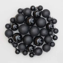 36 Kleine Kunststof Kerstballen Zwart In Koker