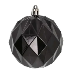 4 Kunststof Geometrische Kerstballen Zwart 8 Cm