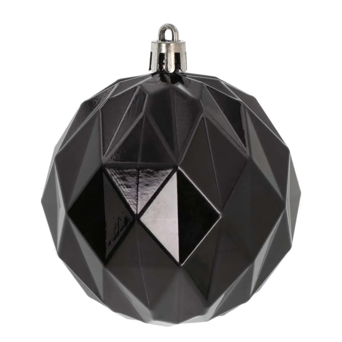 4 Kunststof Geometrische Kerstballen Zwart 8 Cm