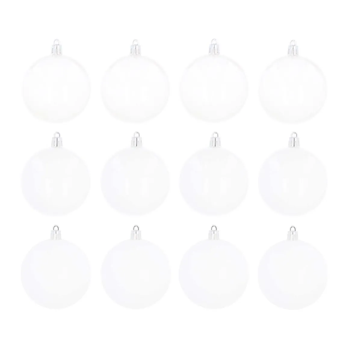 12 Kunststof Kerstballen Wit Mix 7 Cm