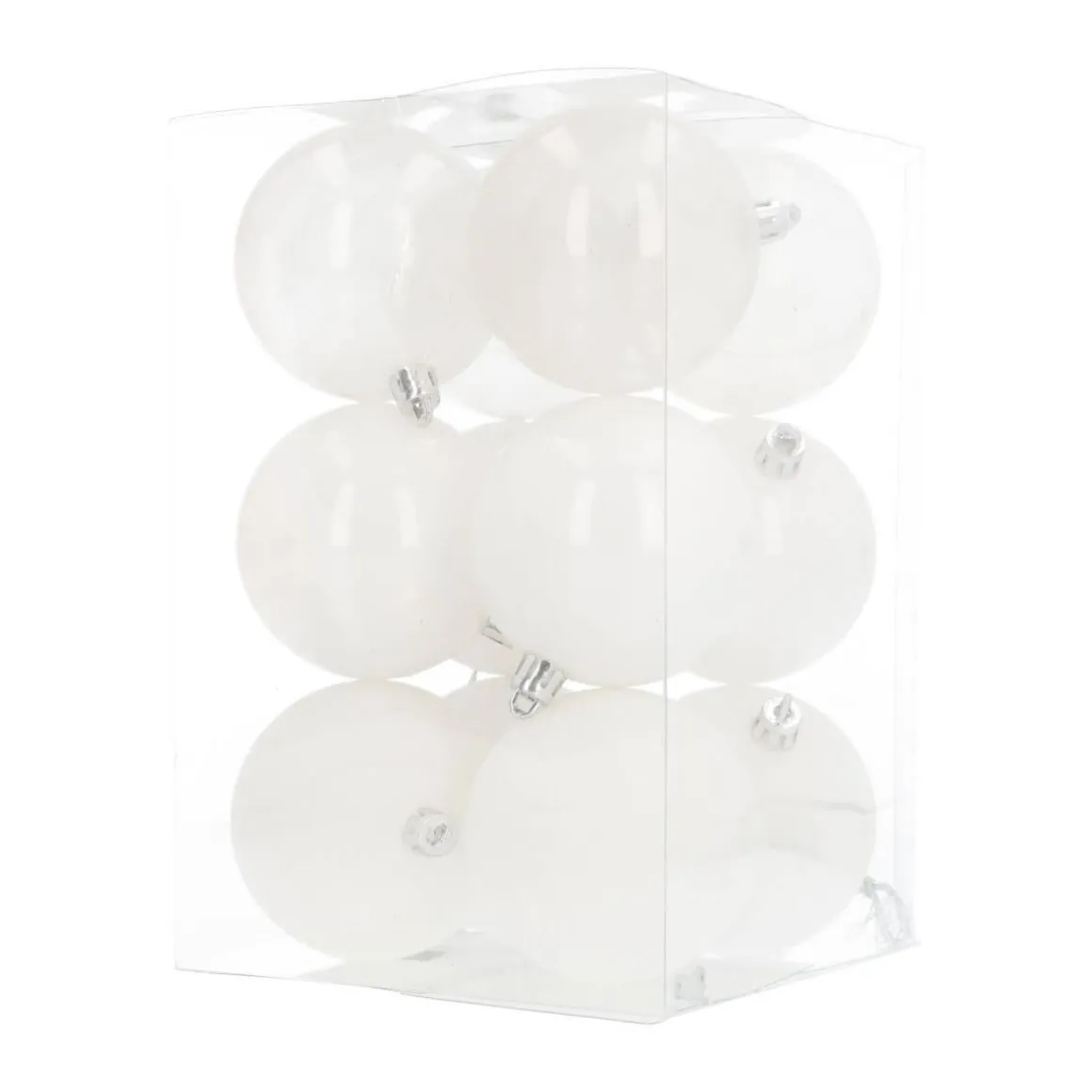 12 Kunststof Kerstballen Wit Mix 7 Cm