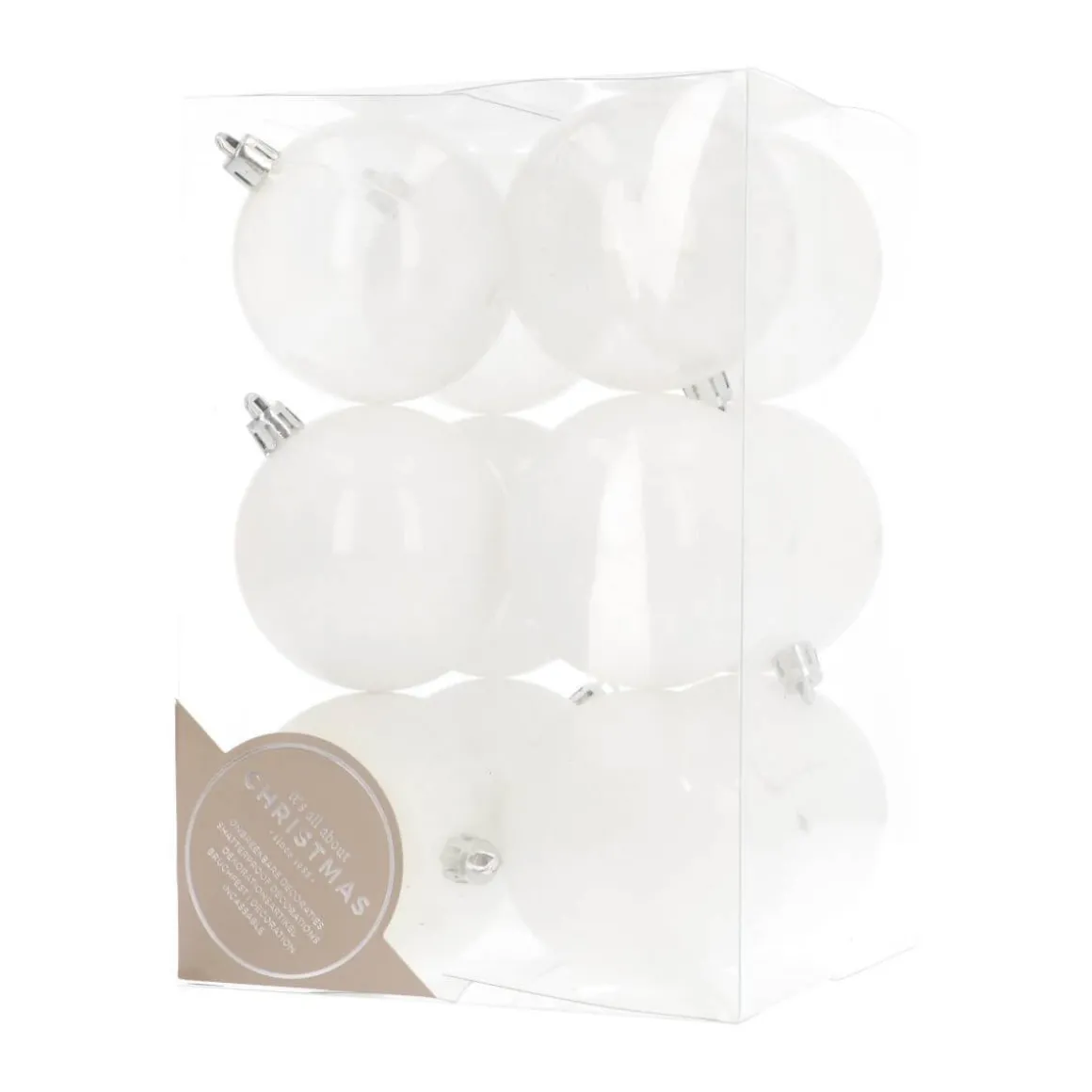 12 Kunststof Kerstballen Wit Mix 7 Cm