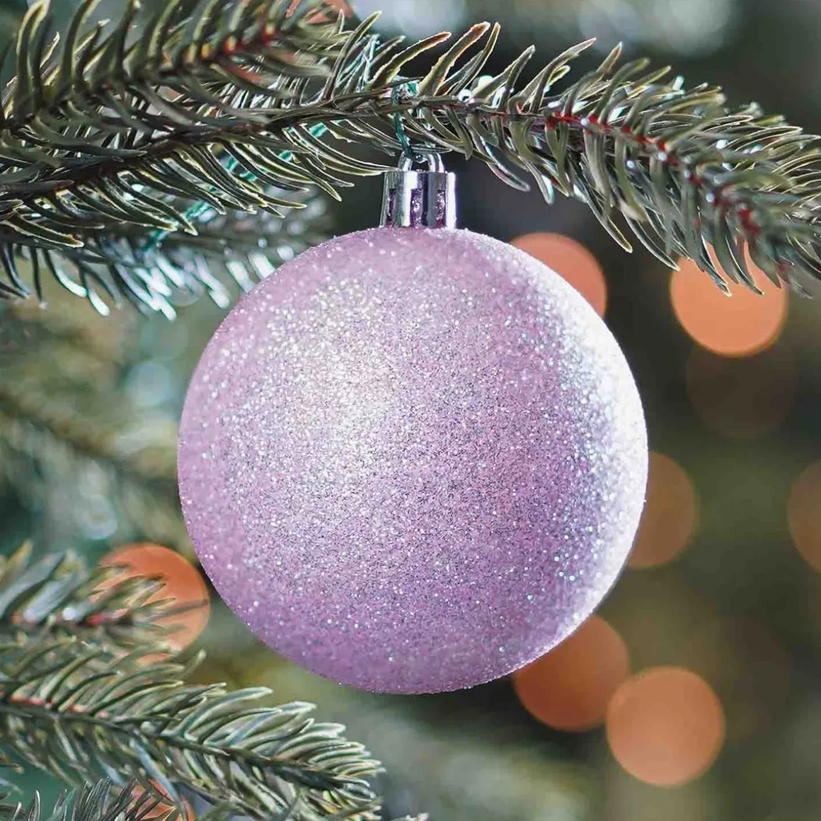 6 Kunststof Kerstballen Zachtroze 7 Cm