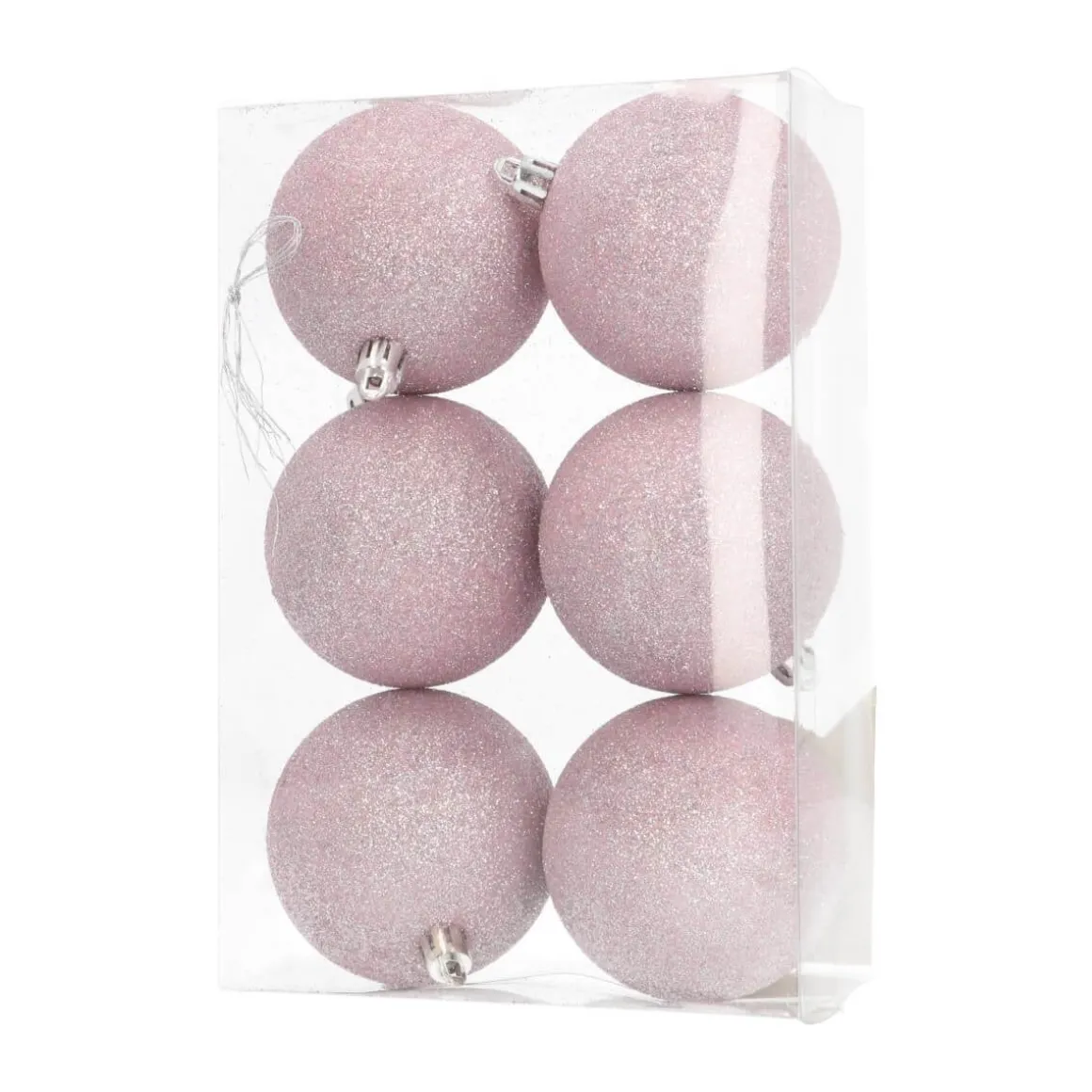 6 Kunststof Kerstballen Zachtroze 7 Cm