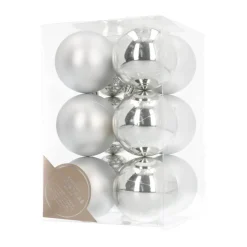 12 Kunststof Kerstballen Zilver 7 Cm