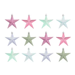 12 Kunststof Kerststerren Pastelmix 10cm