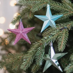 12 Kunststof Kerststerren Pastelmix 10cm