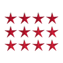 12 Kunststof Kerststerren Rood 10 Cm