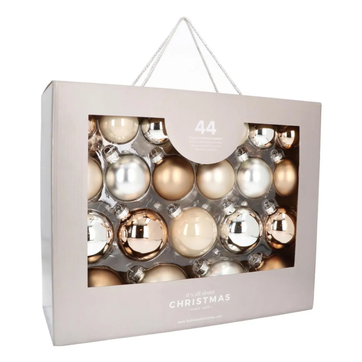 44 Mix & Match Kerstballen 'Cosy Mix' In Koffer