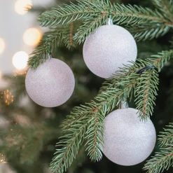 12 Roze Glitterkerstballen In Handige Box