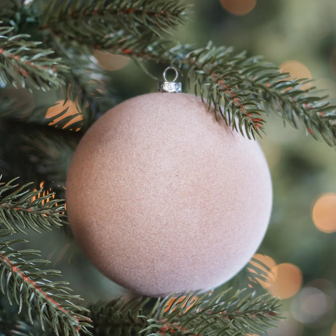 Beige Fluwelen Kerstbal Onbreekbaar