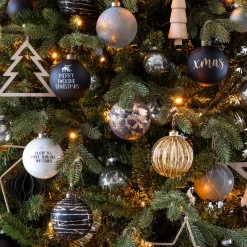 Bijzondere Glazen Kerstbal Champagne Met Glitter Lijnen 8cm