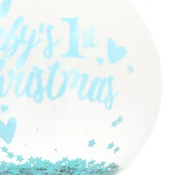 Blauwe Kerstbal 'Baby's First Christmas'