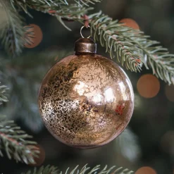 Bronzen Kerstbal Met Vintage Craquelé