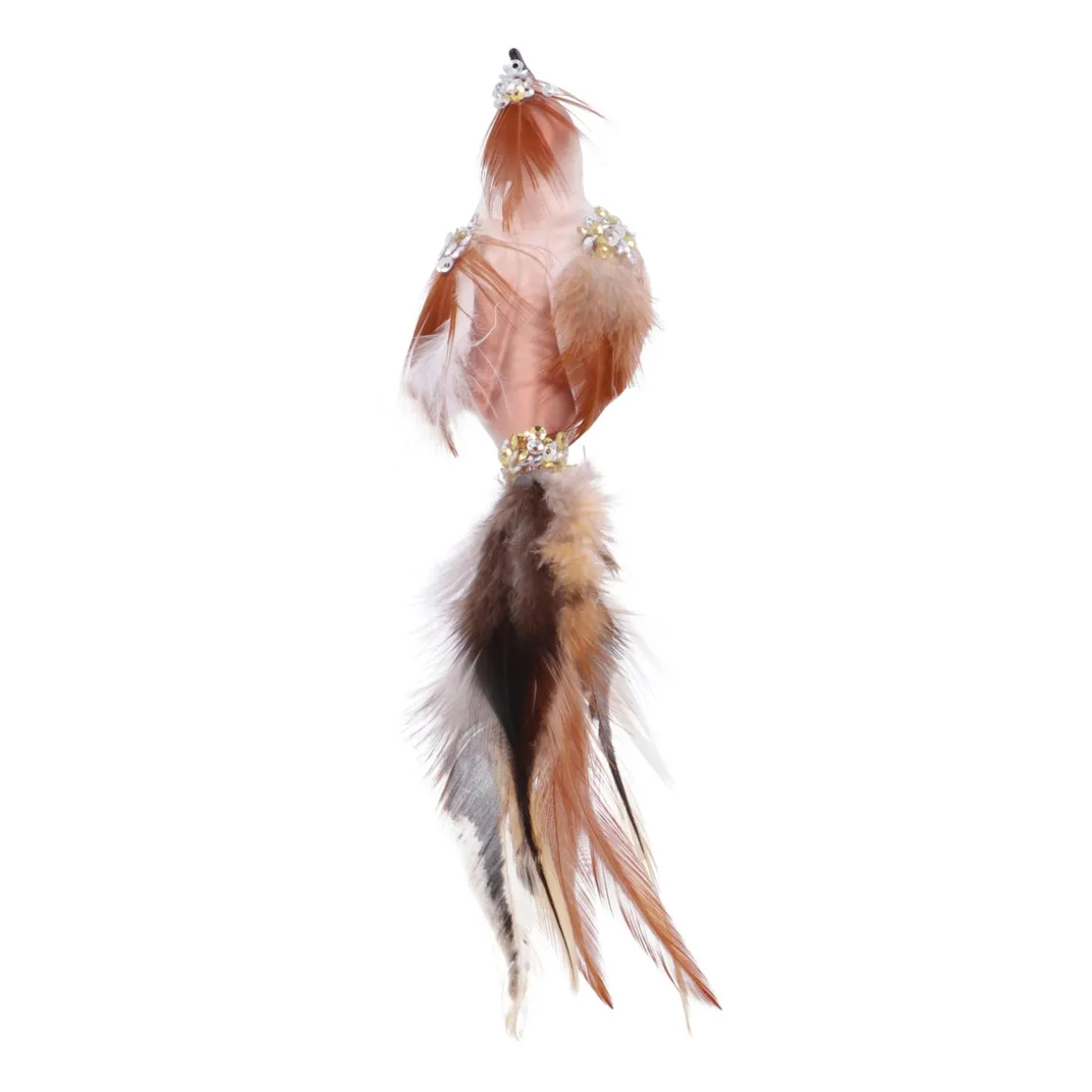 Bruine Vogel Op Clip Voor Een Charmante Kerstboom