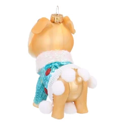 Bulldog Kersthanger Met Blauwe Wintertrui