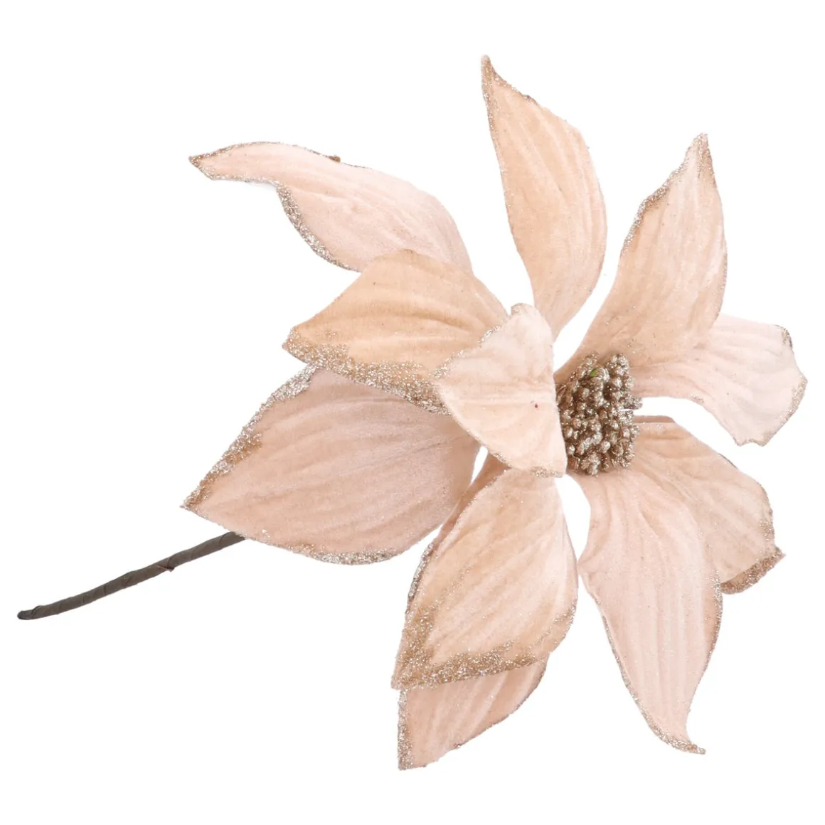 Champagne Kerstroos Met Glitterblaadjes