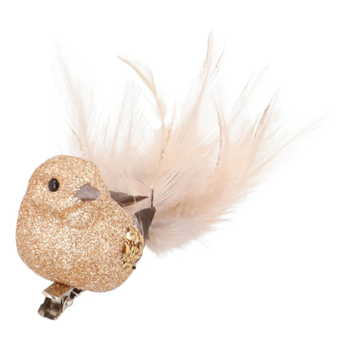 Champagne Vogel Met Glitters Op Stijlvolle Clip