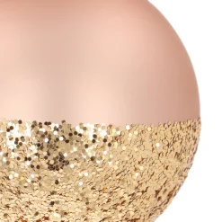Champagnekleurige Kerstbal Met Glitterdip