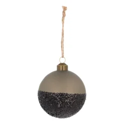 Cottage Green Kerstbal Met Zwarte Glitterdip