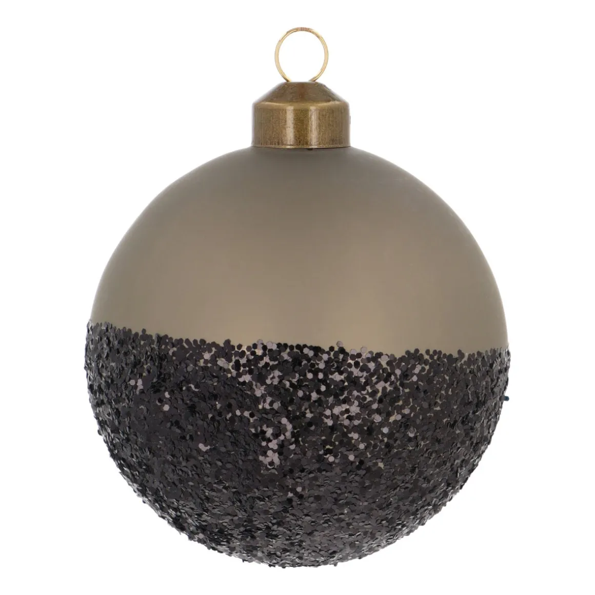 Cottage Green Kerstbal Met Zwarte Glitterdip