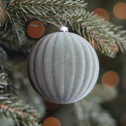 Cotton Green Fluwelen Kerstbal Met Reliëf