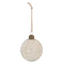 Craquelé Champagne Kerstbal Met Ruitjesreliëf