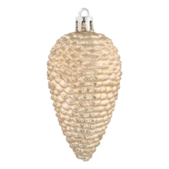 Dennenappels 6 St | Lichtgoud | Kunststof | 9 Cm