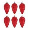 Dennenappels 6 St | Rood | Kunststof | 9 Cm