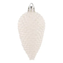 Dennenappels 6 St | Wit | Kunststof | 9 Cm