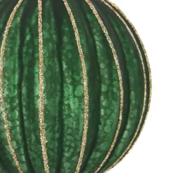 Diepgroene Kerstbal Met Gouden Glitterstrepen