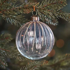 Doorzichtige Kerstbal Met Glitterlijnen