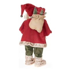 Extra Grote Luxe Staande Kerstman | Bordeaux-groen | Stof | 80cm