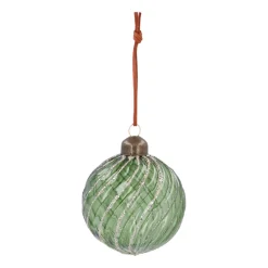 Frisse Groene Kerstbal Met Sierlijke Swirls