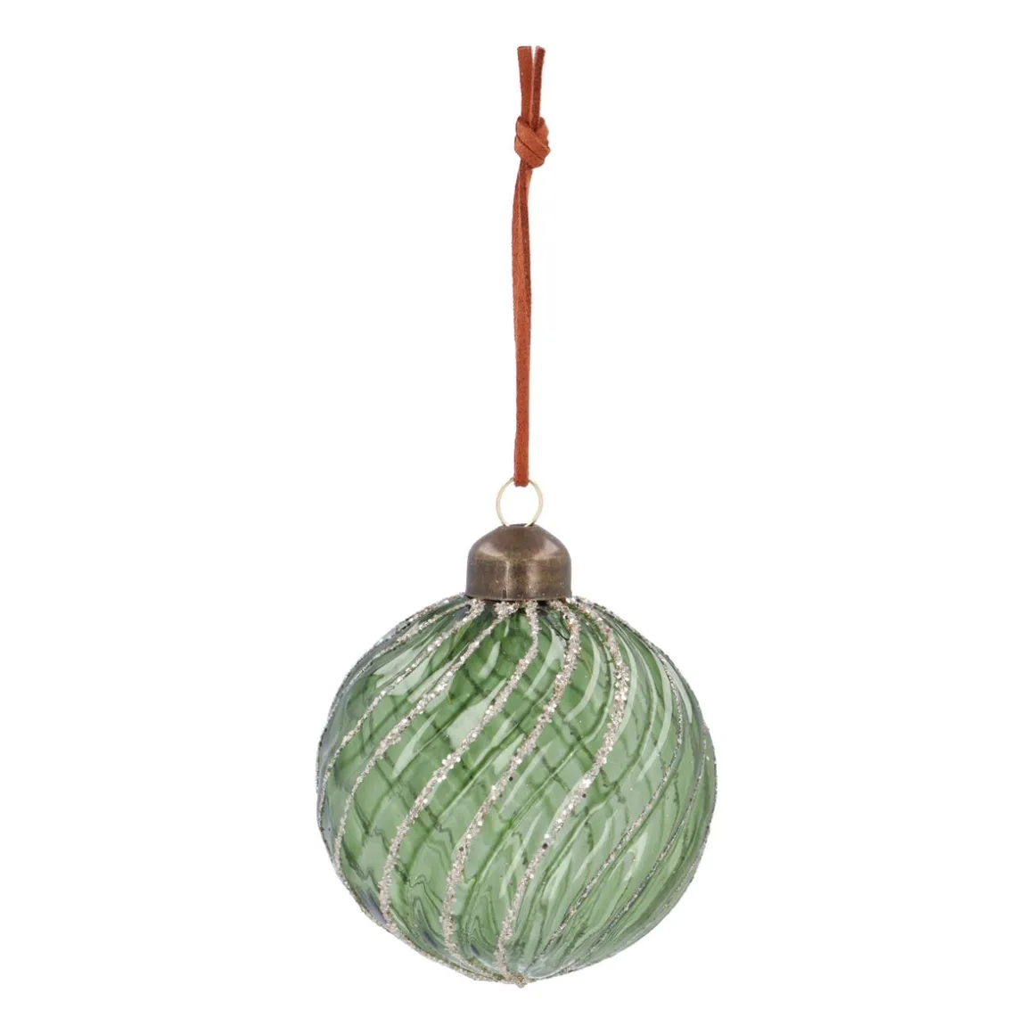 Frisse Groene Kerstbal Met Sierlijke Swirls